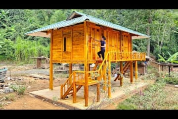 FULL VIDEO: 290 Days of Building a Wooden House - Harvest Papaya, Ginger Goes to the market to sell