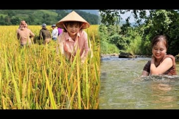 Helped my mother harvest rice, bathe in streams, and pick watermelons to sell at the market