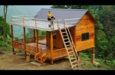 How to build a Balcony, Building a Wooden House (CABIN) | Hoang Huong