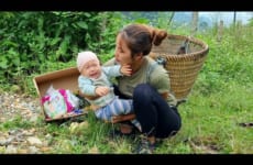 Picking eggplants to sell - on the way home - accidentally met a little girl abandoned by her mother