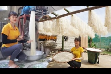 Process Of Making PHO From Rice Grains, How To Prepare Delicious Dishes - Farm Forest Daily Life